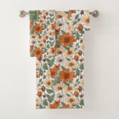 Serviette personnalisée Floral Olive Rouille Autom (En situation)