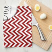 Serviette personnalisée rouge et blanc (Quart Plié)