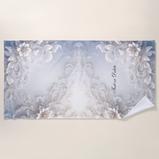 Serviette Plage Florale Blanche (Devant)