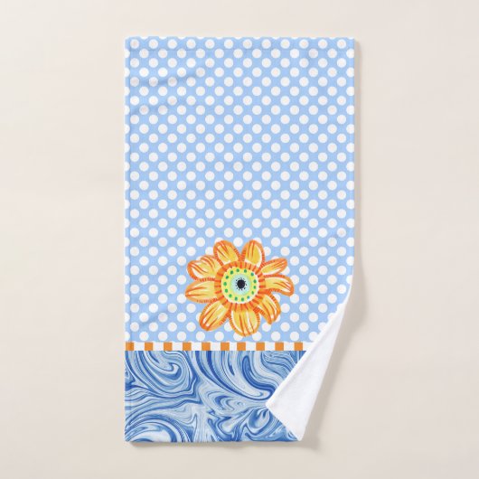 Serviette Pois de tournesol bleu (Serviette à main)