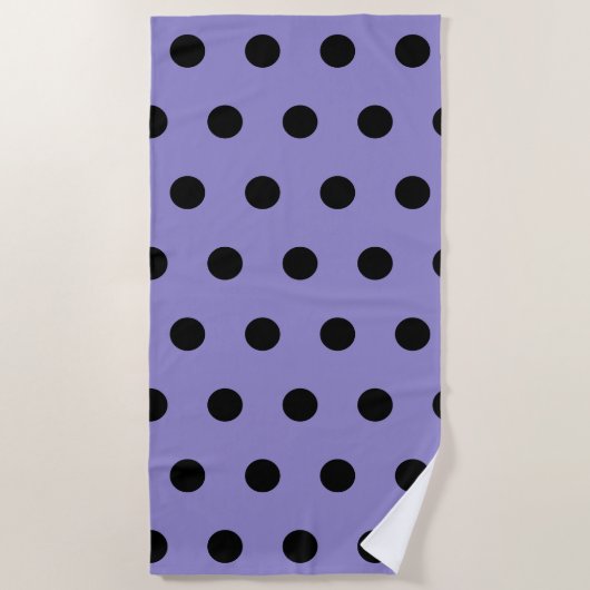 Serviette Polka Dot Beach (Lavande et Noir) (Devant)