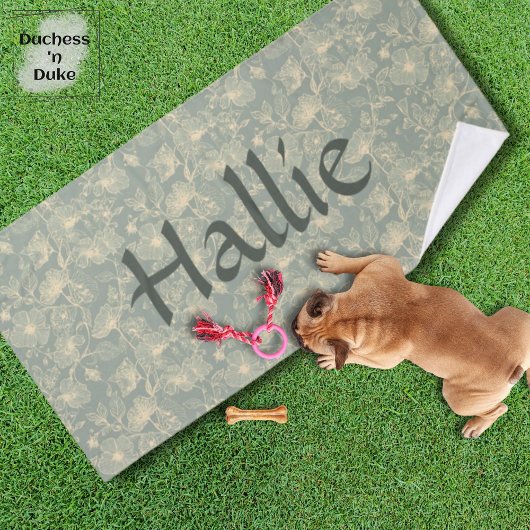 Serviette pour chien - Botanique Vert Sauge, Perso