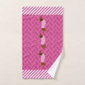Serviette pour les mains en rose et blanc avec dac (Serviette à main)