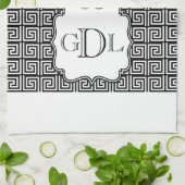 Serviette principale grecque noire et blanche de (Plié)