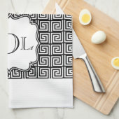 Serviette principale grecque noire et blanche de (Quart Plié)