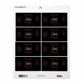 Serviette professionnelle Noir et Rose Étiquette (Feuille entière)