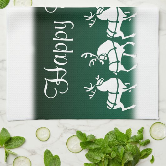 Serviette Reindeer de Noël sur mesure Serviettes d (Plié)