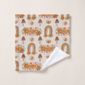Serviette Rétro Funky Marron et Blush Design Groov (Gant de toilette)