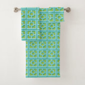 Serviette Retro Turquoise et Vert Trellis (En situation)