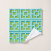 Serviette Retro Turquoise et Vert Trellis (Gant de toilette)