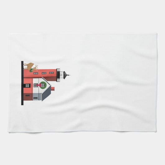 Serviette ronde de Noël de phare d'île (Horizontal)