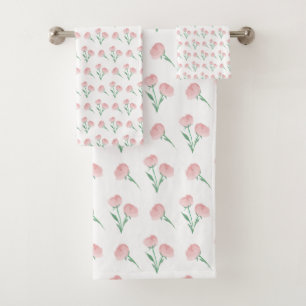 Serviette rose à motif pivoine, style prépa pour l