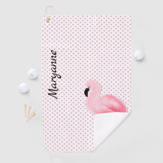 Serviette rose de golf de Flamant rose (En situation)