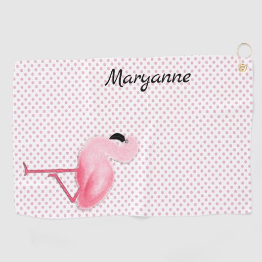 Serviette rose de golf de Flamant rose (Horizontal)