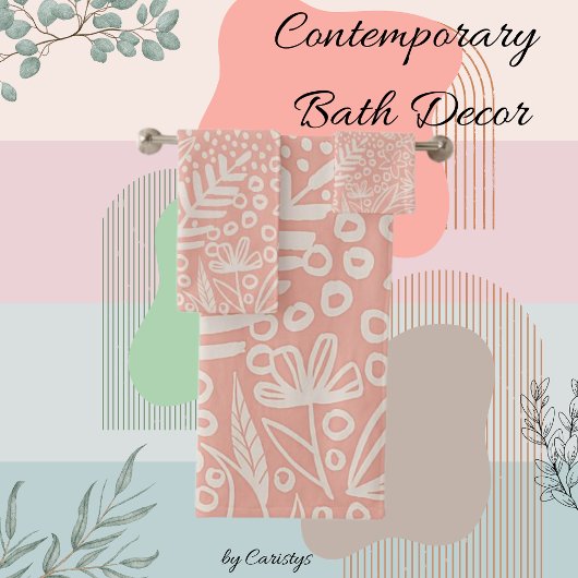 Serviette Rose Pâle et Blanche Formes Contemporain