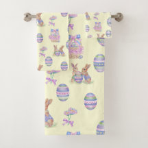 Serviette Set Oeufs Bunnies