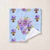 Serviette Shabby Chic Blue Pansy Floral Polka Dot (Gant de toilette)