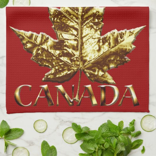 Serviette souvenir Canada Or Serviette à thé Canad (Plié)