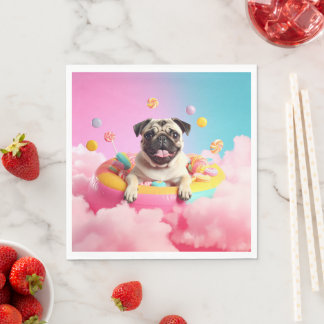 Serviette - Süßer Mops im Zuckerwattehimmel Servet