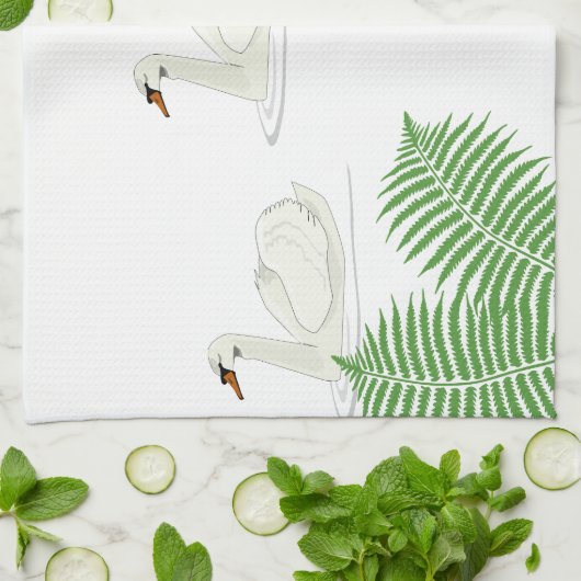 Serviette Swans 16" x 24" (Plié)