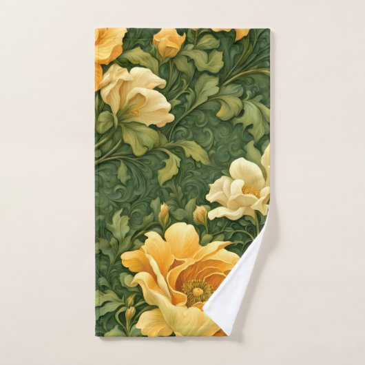 Serviette Tapisserie Florale Dorée (Serviette à main)