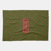 Serviette Tartan Automne Vert Olive Rustique Nom P (Horizontal)