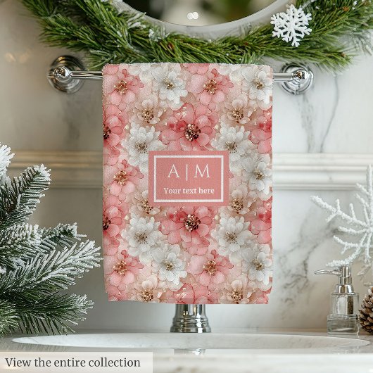 Serviette Tendance Monogramme Salle de Bain Rose e