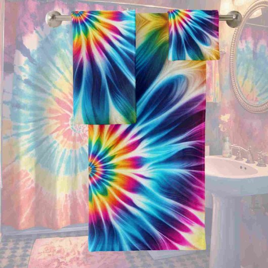 Serviette Tie-Dye Arc-en-Ciel Psychedélique