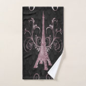 Serviette Tour Eiffel Rose Floral (Serviette à main)