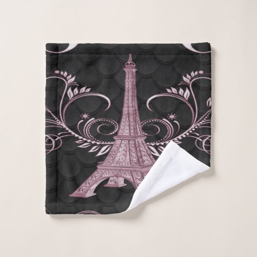Serviette Tour Eiffel Rose Floral (Gant de toilette)