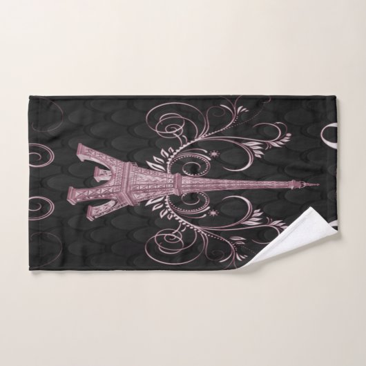 Serviette Tour Eiffel Rose Floral (Serviette à main)