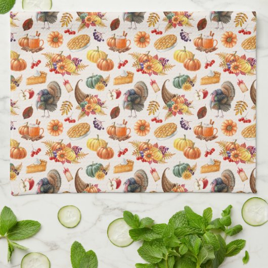 Serviette traditionnelle de cuisine Thanksgiving (Plié)