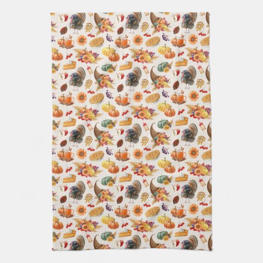 Serviette traditionnelle de cuisine Thanksgiving (Vertical)