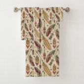 Serviette Tribale Rustique Flèches et Motif de Plu (En situation)