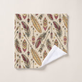Serviette Tribale Rustique Flèches et Motif de Plu (Gant de toilette)