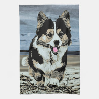 Serviette tricolore belle de corgi de Gallois