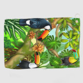 Serviette tropicale de golf de toucans de jungle (Horizontal)