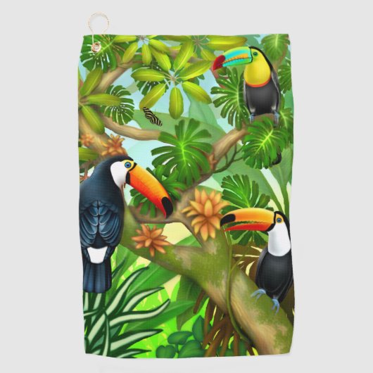 Serviette tropicale de golf de toucans de jungle (Devant)