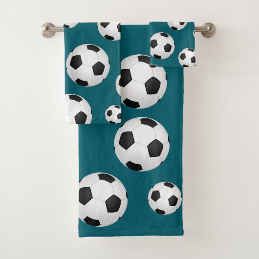 Serviette turquoise Bleue De Football (En situation)