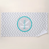 Serviette turquoise Chevron Monogram Beach (Devant)