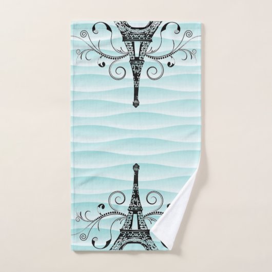 Serviette turquoise Eiffel Savoureux Ensemble de s (Serviette à main)