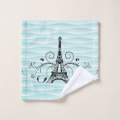 Serviette turquoise Eiffel Savoureux Ensemble de s (Gant de toilette)