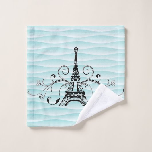 Serviette turquoise Eiffel Savoureux Ensemble de s (Gant de toilette)