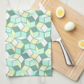 Serviette turquoise et jaune de carrelage de (Quart Plié)