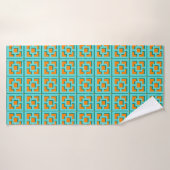 Serviette Turquoise rétro et Trellis orange (Serviette de bain)