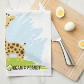 Serviette verte et jaune mignonne de girafe de (Quart Plié)