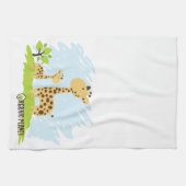 Serviette verte et jaune mignonne de girafe de (Horizontal)