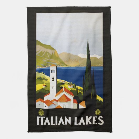 Serviette vintage des lacs italiens (Vertical)