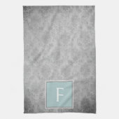 Serviette Vintage turquoise Damask Monogram (Vertical)