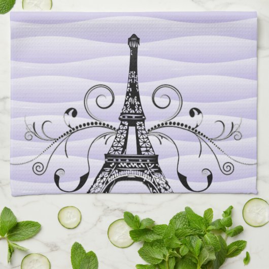 Serviette violette Eiffel Flourdissante Serviette  (Plié)